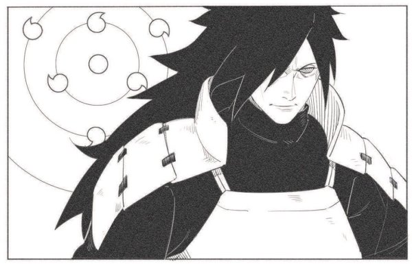 Мадара Учиха черно белый