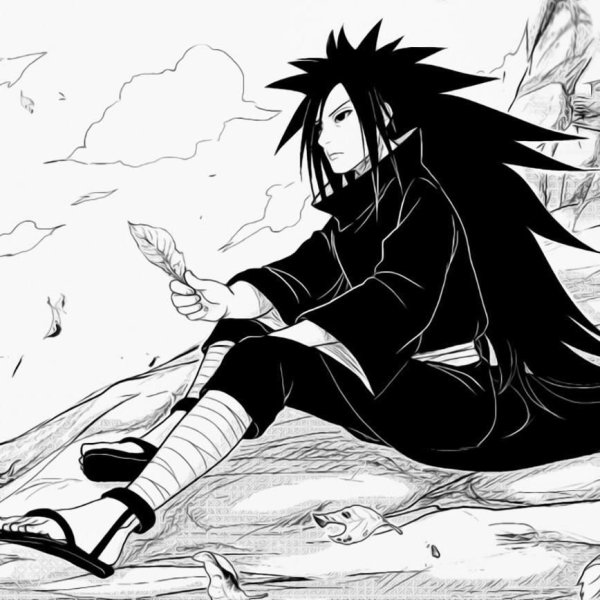 Мадара Учиха черно белый