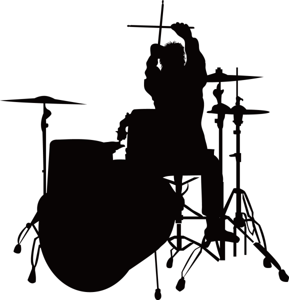 Силуэты музыкантов барабанщик