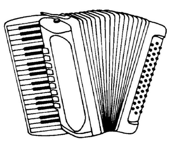 Раскраска гармонь музыкальный инструмент