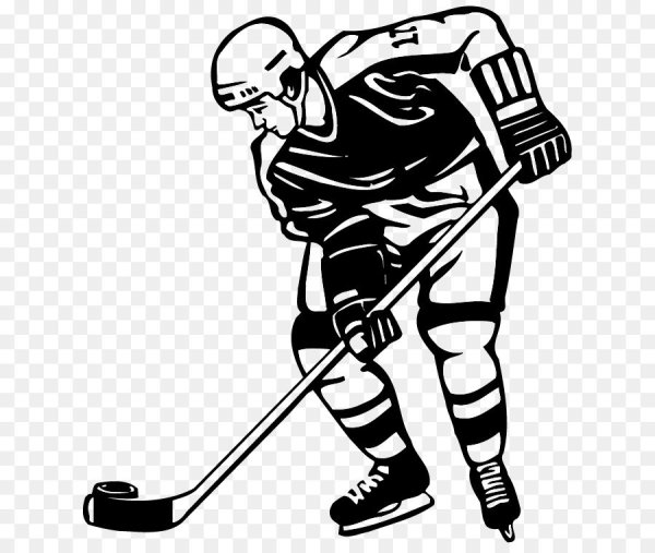 Силуэт хоккеиста с клюшкой