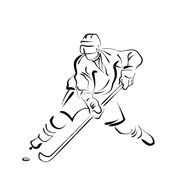 Трафарет хоккеист с клюшкой