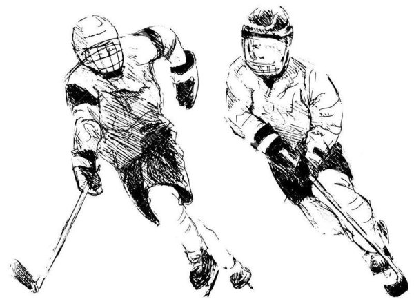 Набросок карандашом хоккеиста