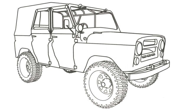 УАЗ 469 контур сбоку