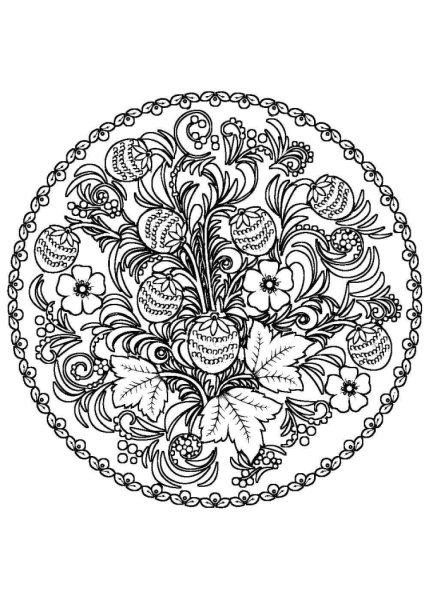 Раскраска "Хохломская роспись"