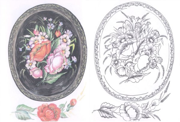 Жостовская роспись поднос с фиалками