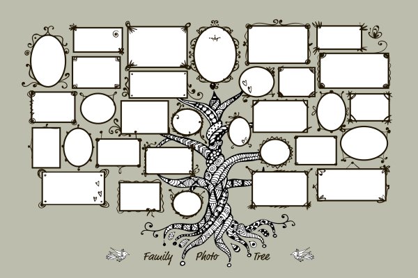 Рамка для генеалогического дерева черно-белая