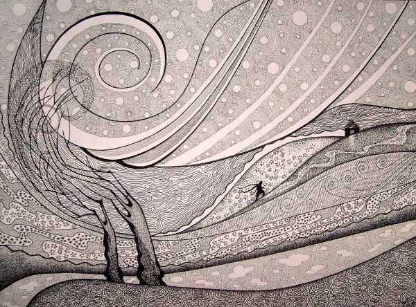 Стилизованный пейзаж Графика