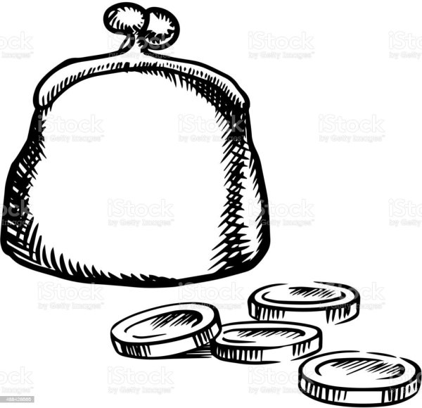 Раскраска кошелек с деньгами для детей