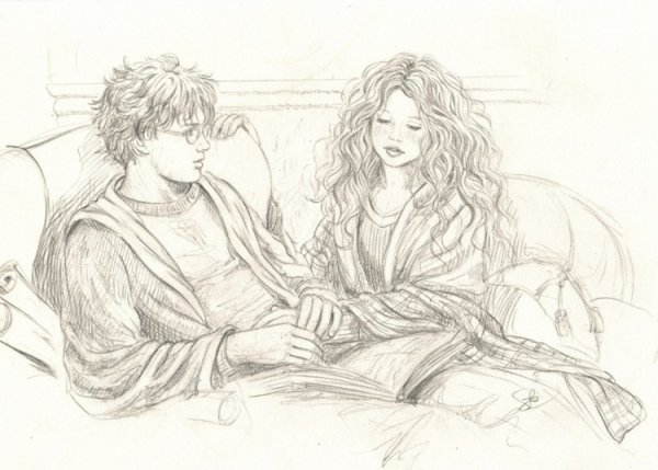 Гарри Рон и Гермиона нарисованные