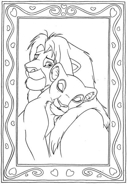 Раскраска Король Лев 2 львята