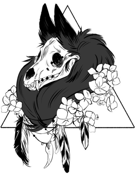 Волк с черепом вместо головы