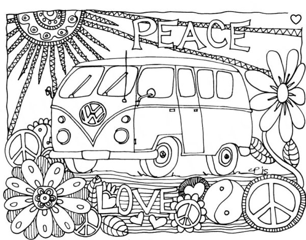 Раскраски в стиле хиппи