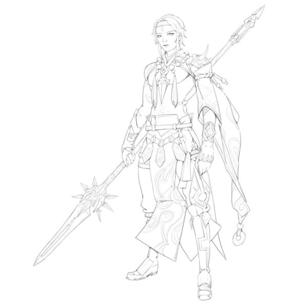 Раскраска Геншин Импакт Сяо