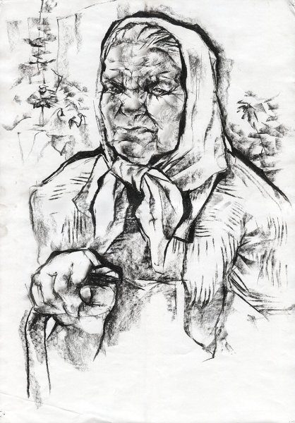 Бабушка рисунок контур