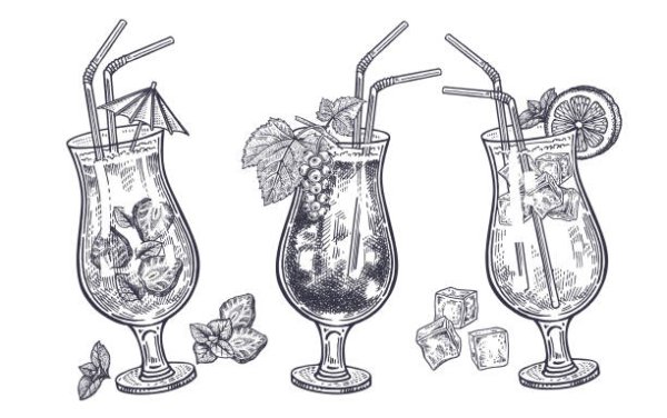 Напитки скетч чб