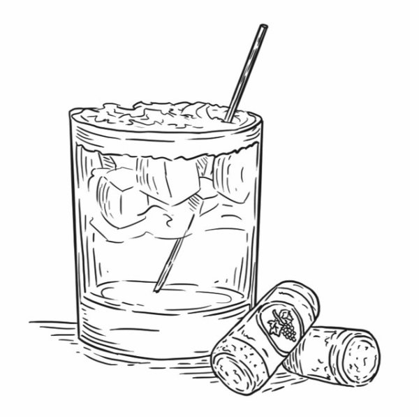 Коктейль рисунок карандашом