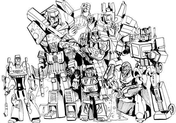 Раскраска Оптимус Прайм и Бамблби