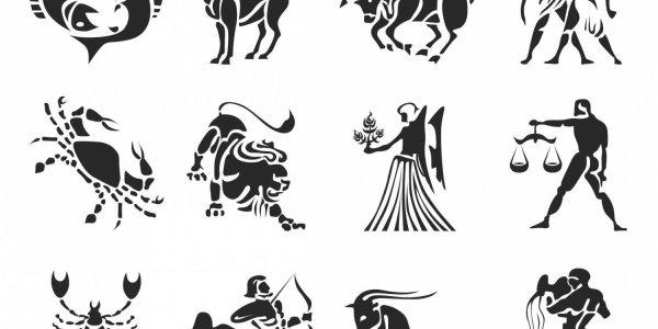 Знаки зодиака черно белые