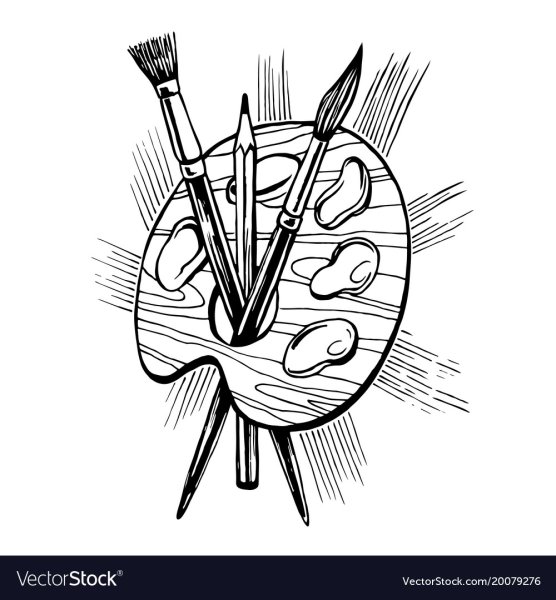 Стилизованные кисти и карандаши