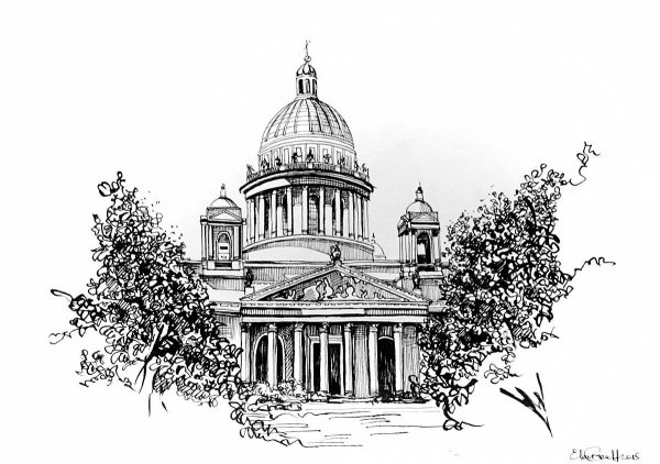 Питер Исаакиевский собор рисунок