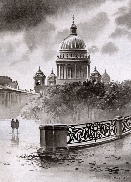 Исаакиевский собор акварель