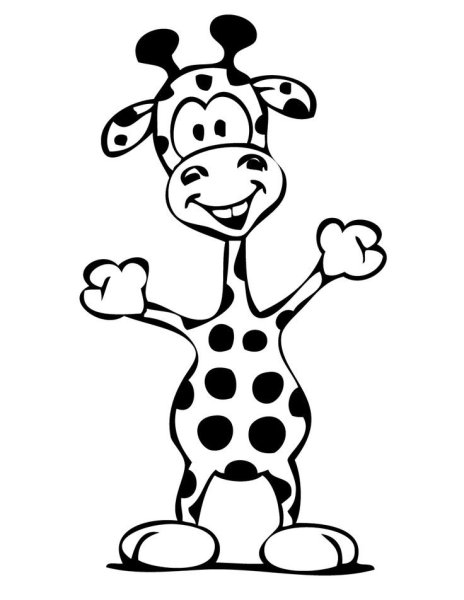 Жираф черно белый рисунок