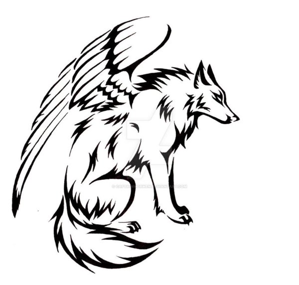 Волк с крыльями эскиз