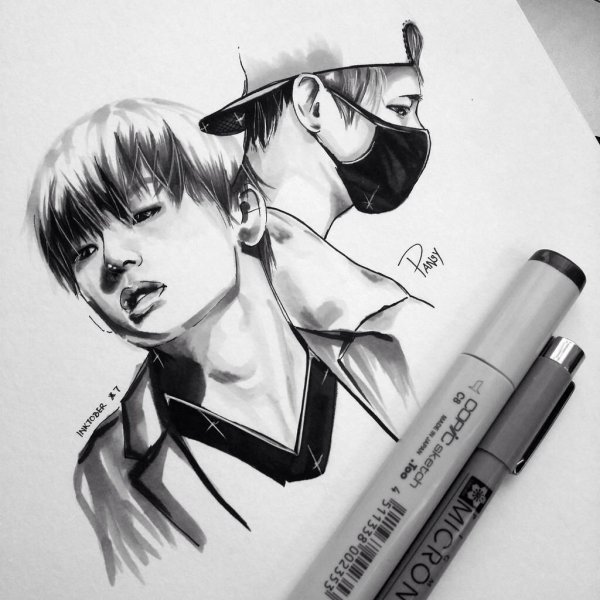 Чонгук рисунок маркерами