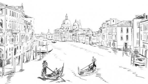 Венеция контурный рисунок