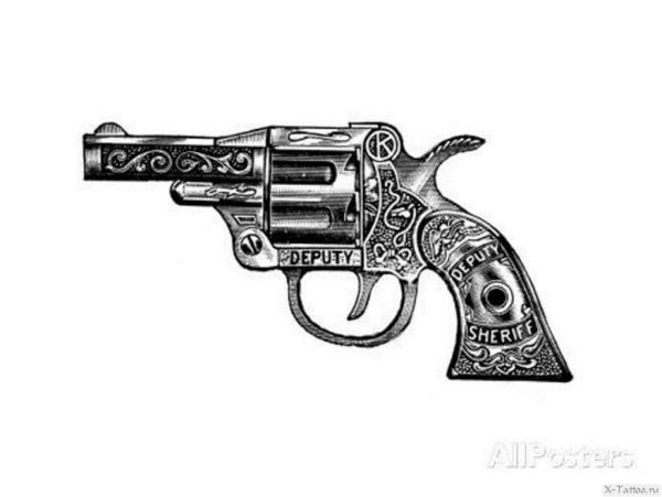 Тату пистолет эскиз