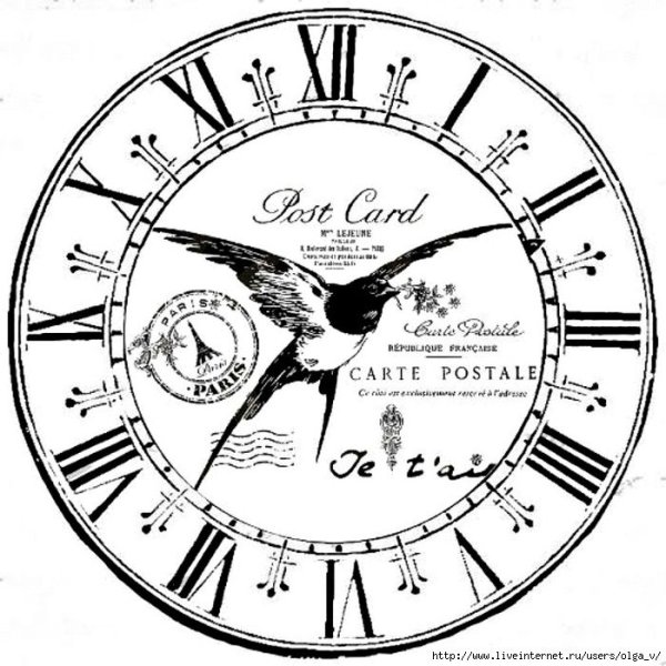 Распечатка циферблата часов для декупажа