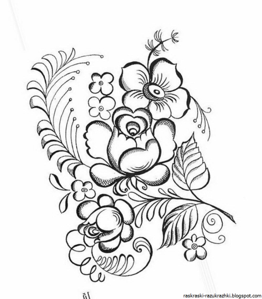 Хохлома орнамент черно белый