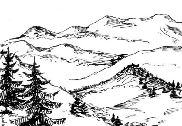 Горный пейзаж Графика