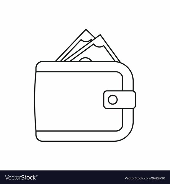 Раскраска кошелек с деньгами