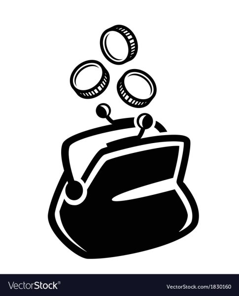 Пиктограмма кошелек с деньгами