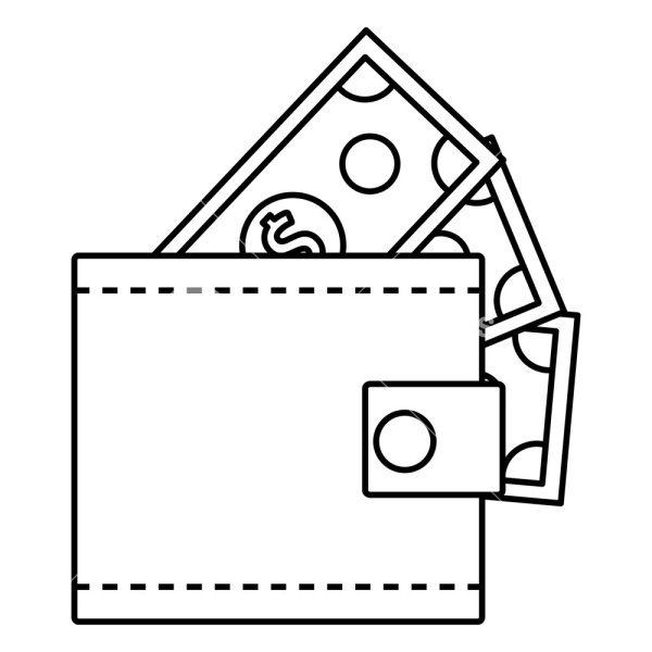 Кошелек контурный рисунок