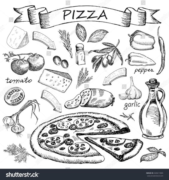 Ингредиенты для пиццы раскраска