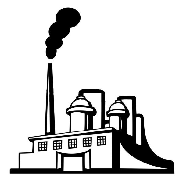 Силуэт завода с трубами