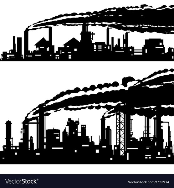 Заводы в векторе черно-белый