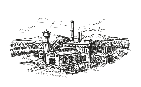 Нарисовать заводы и фабрики