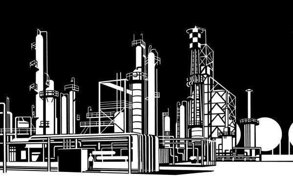 Нефтеперегонный завод вектор