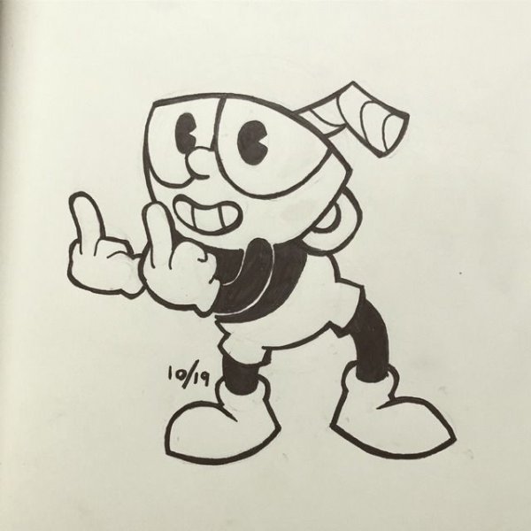 Cuphead нарисовать карандашом