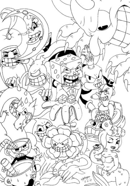 Раскраска Cuphead боссы