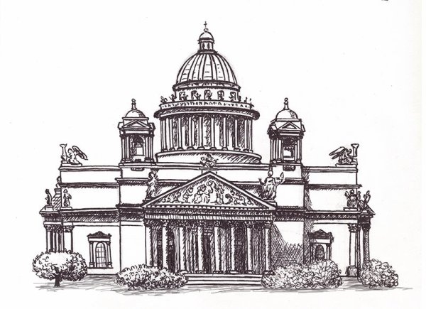 Архитектурные зарисовки тушью