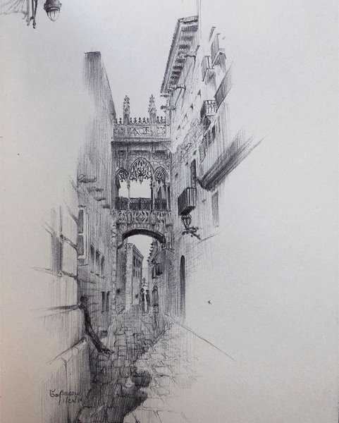 Городской пейзаж в графике