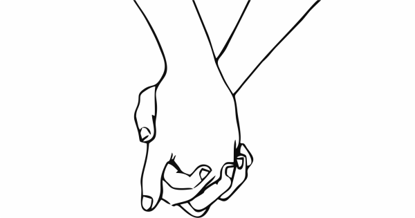 Силуэт рук влюбленных