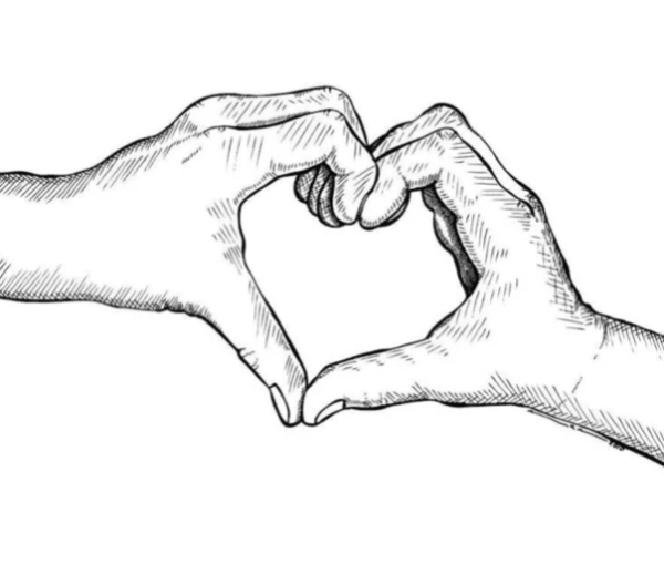 Руки сердечком рисунок для срисовки