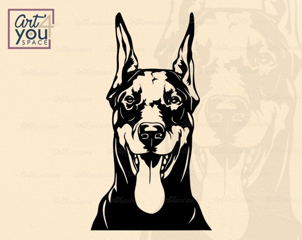 Тату силуэт добермана