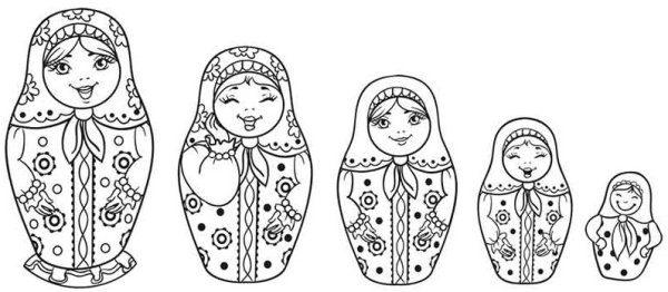 Силуэты матрешек разного размера